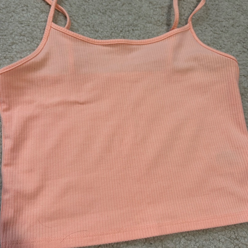 American Eagle Outfitters Coral Ribbed Tank Top